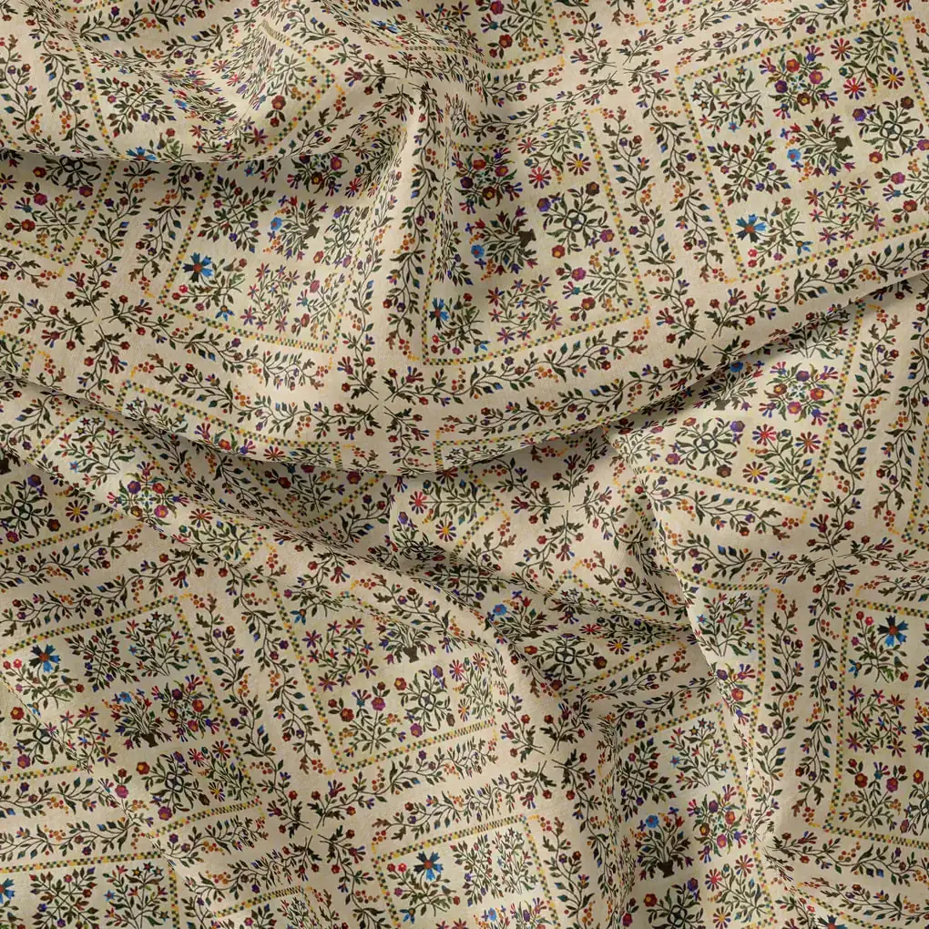 Tiny Rainbow Flowers Of Leaves Digital Printed Fabric - Weightless - Image 3