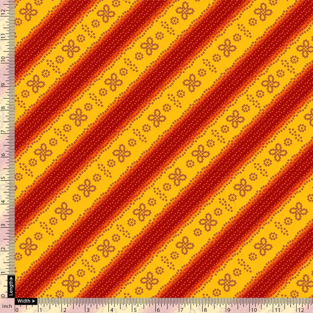 Tiny Red And Yellow Doted Flower Digital Printed Fabric - Pure Chinon - Image 4