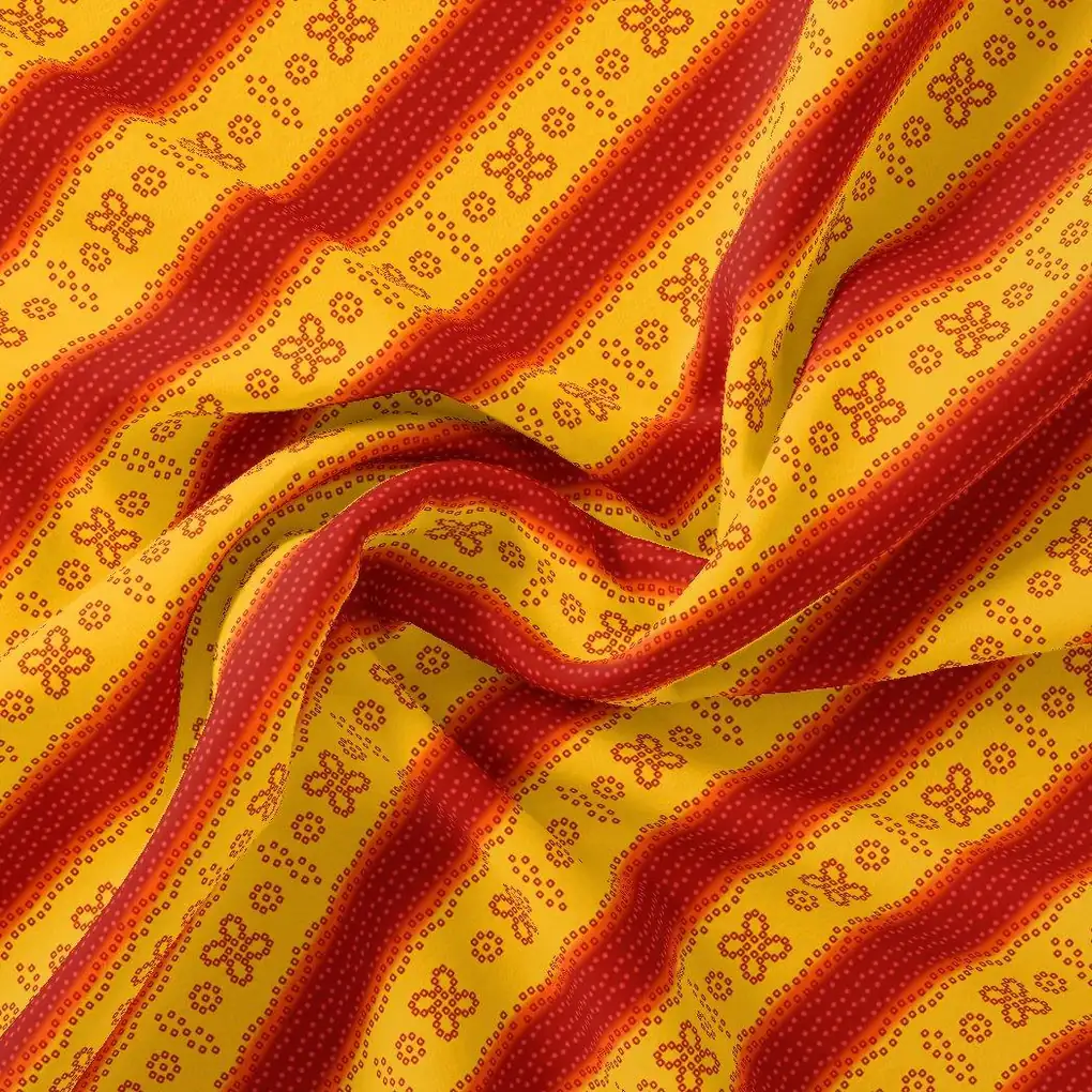 Tiny Red And Yellow Doted Flower Digital Printed Fabric - Weightless - Image 3