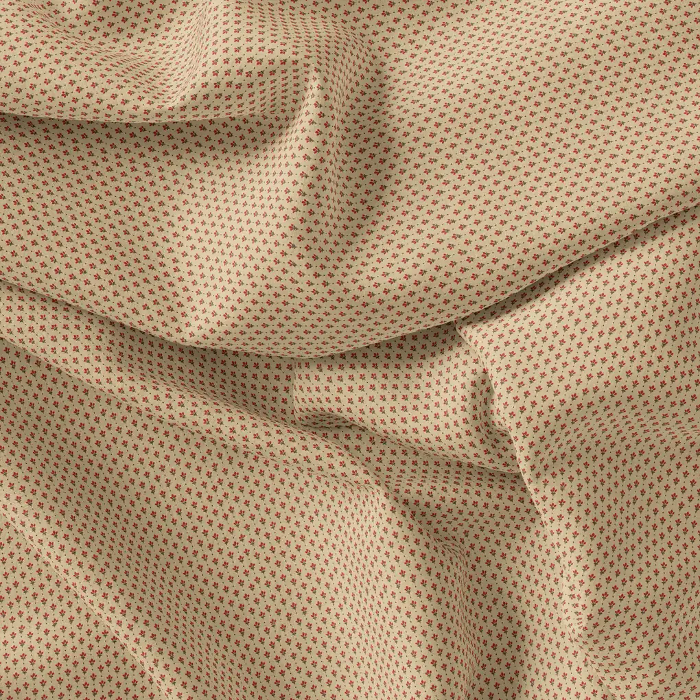 Tiny Red Elliptic Leaves Seamless Repeat Digital Printed Fabric - Pure Cotton - Image 4