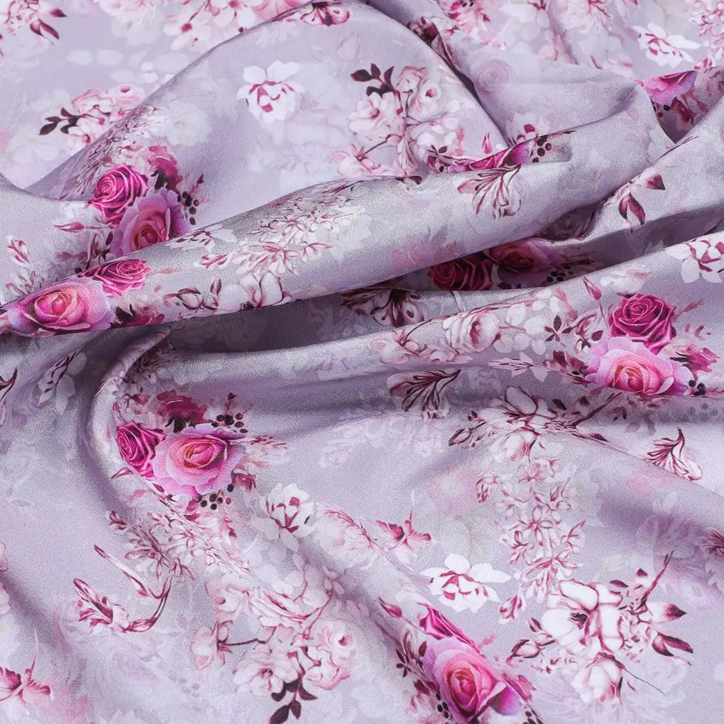 Tiny Roses Of Seamless Pattern Digital Printed Fabric - Silk Crepe - Image 3