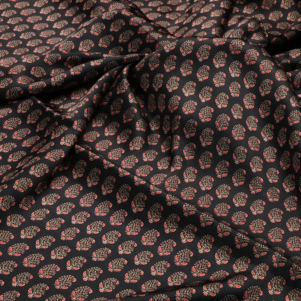 Tiny Small Mango Leaves Decorative Digital Printed Fabric - Japan Satin - Image 3