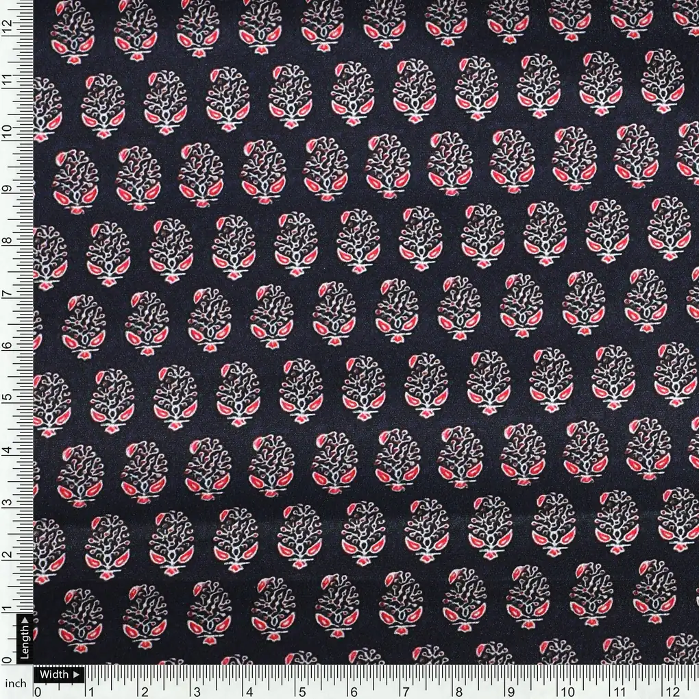 Tiny Small Mango Leaves Decorative Digital Printed Fabric - Crepe - Image 4
