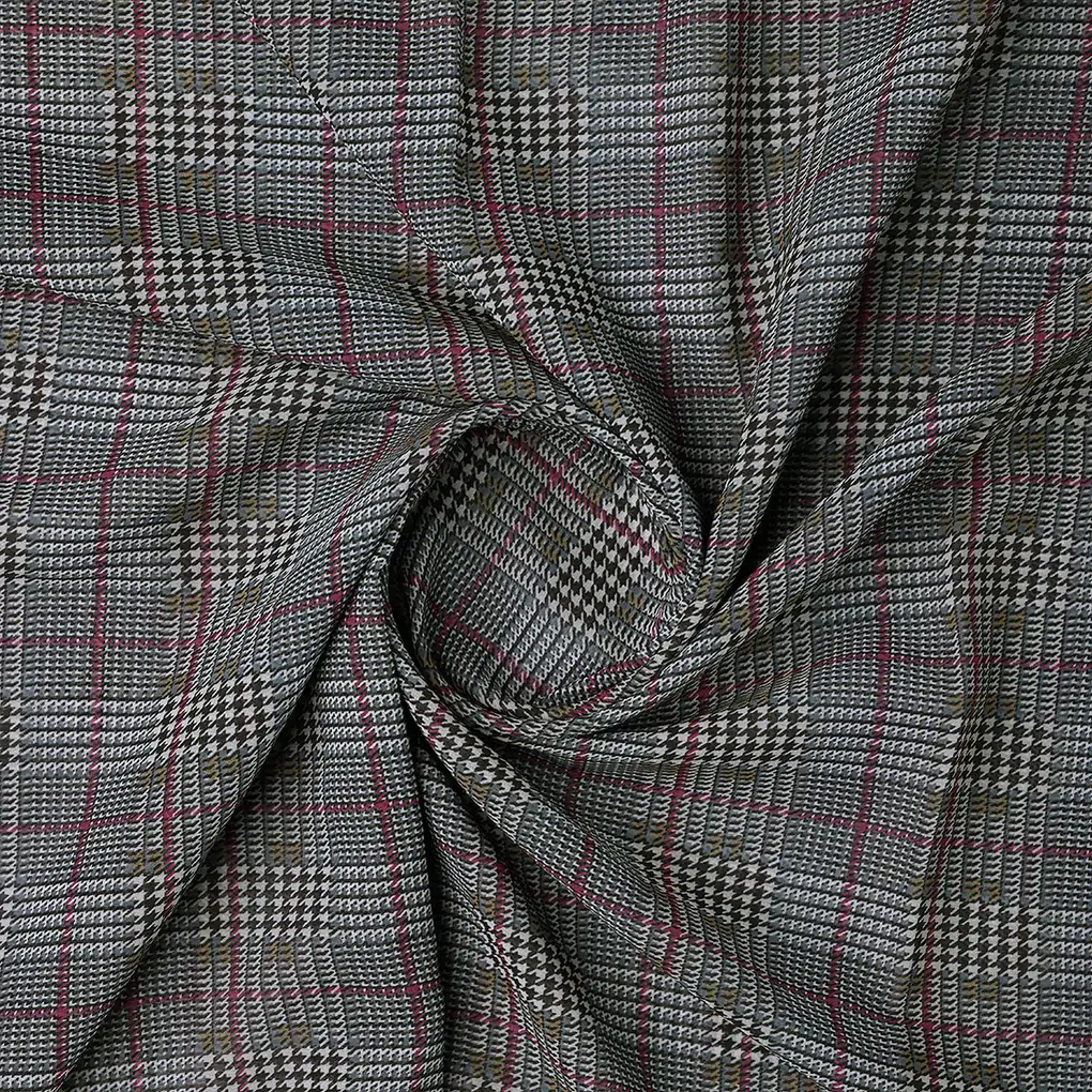 Tiny Strips Glen Checks Digital Printed Fabric - Pure Georgette - Image 2