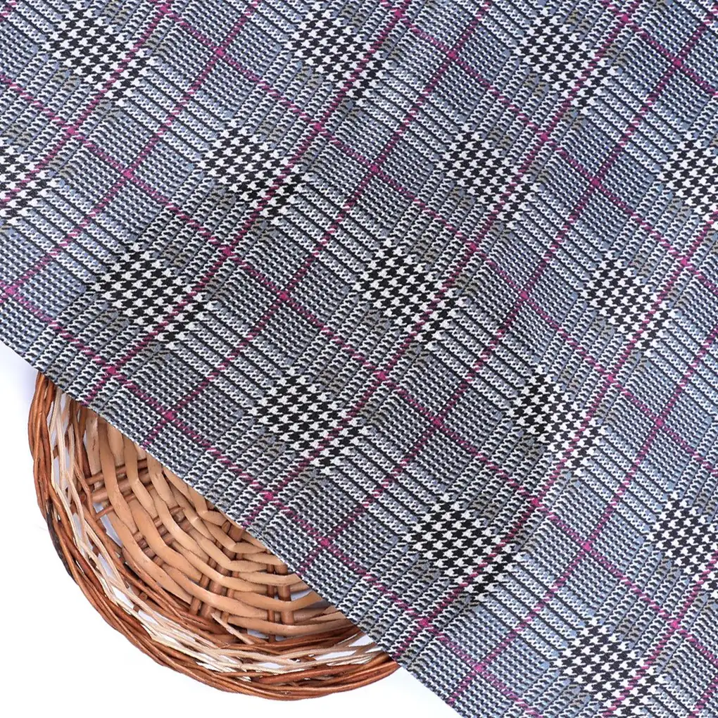 Tiny Strips Glen Checks Digital Printed Fabric - Crepe - Image 3