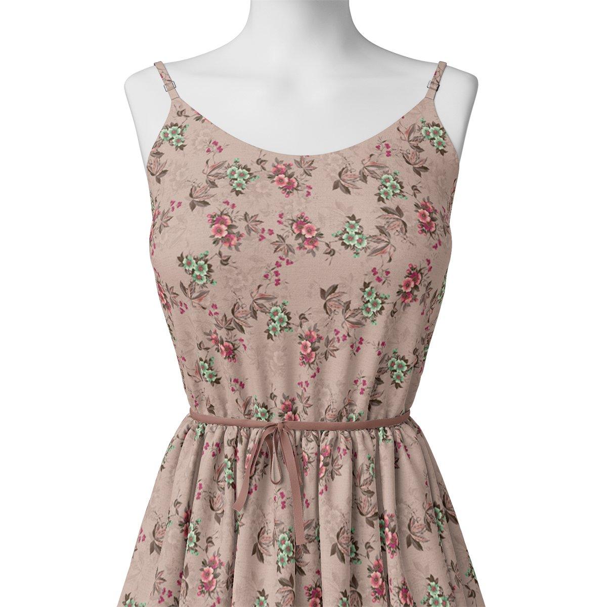 Tiny Sunflower Pista With Mandys Pink Digital Printed Fabric - Kora Silk - Image 2