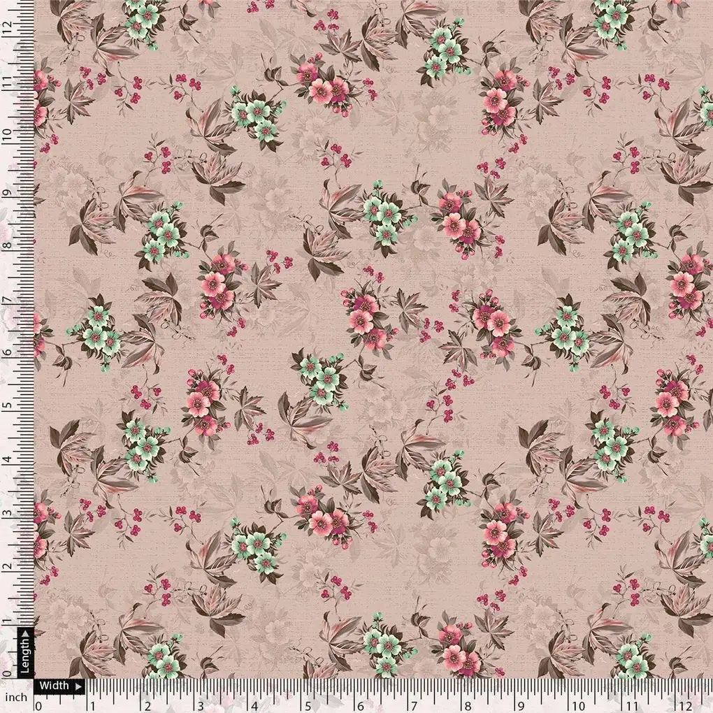 Tiny Sunflower Pista With Mandys Pink Digital Printed Fabric - Kora Silk - Image 4