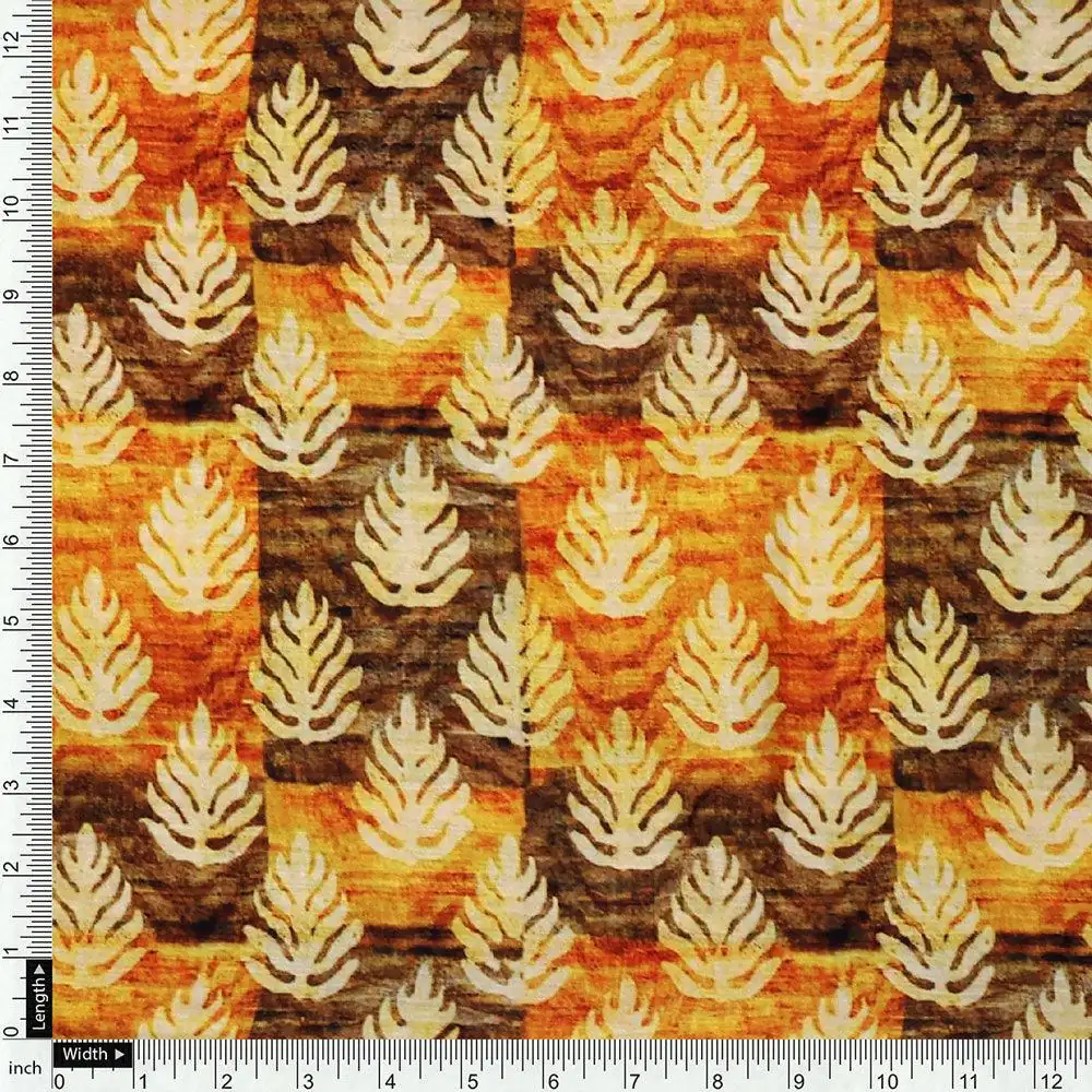 Tiny Walnut Yellow Leaves Digital Printed Fabric - Kora Silk - Image 4