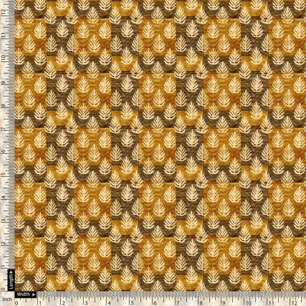 Tiny Walnut Yellow Leaves Digital Printed Fabric - Rayon - Image 4