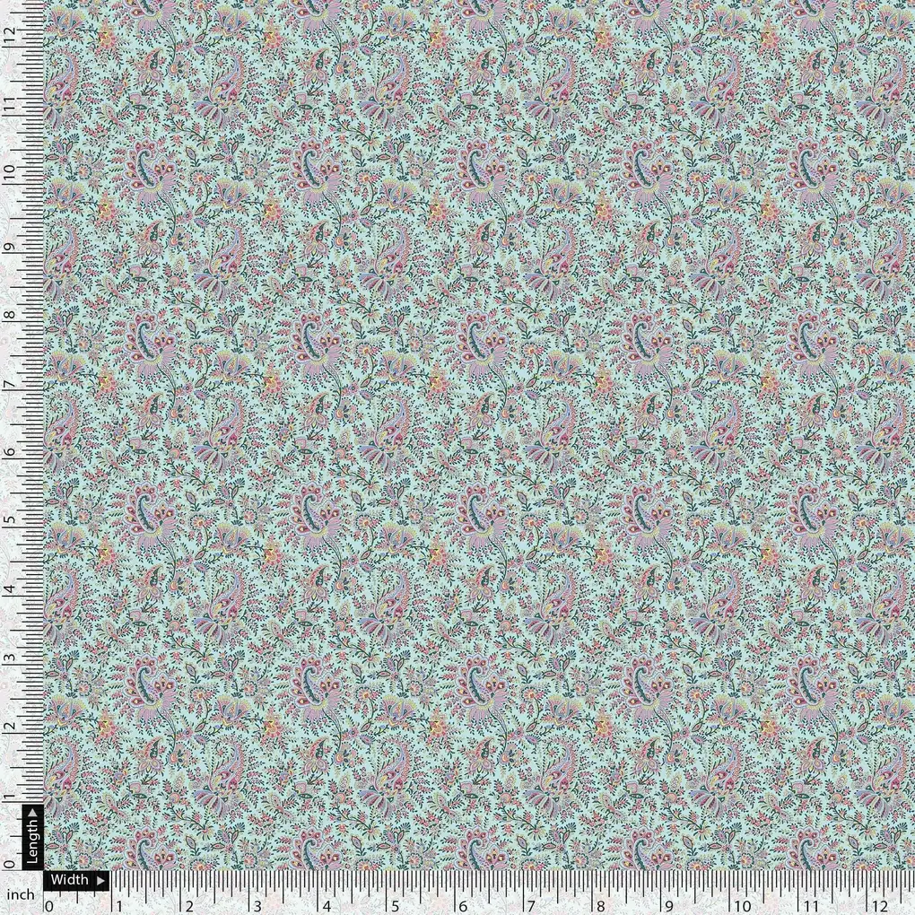 Tiny Western Leaves With Flower Digital Printed Fabric - Image 8