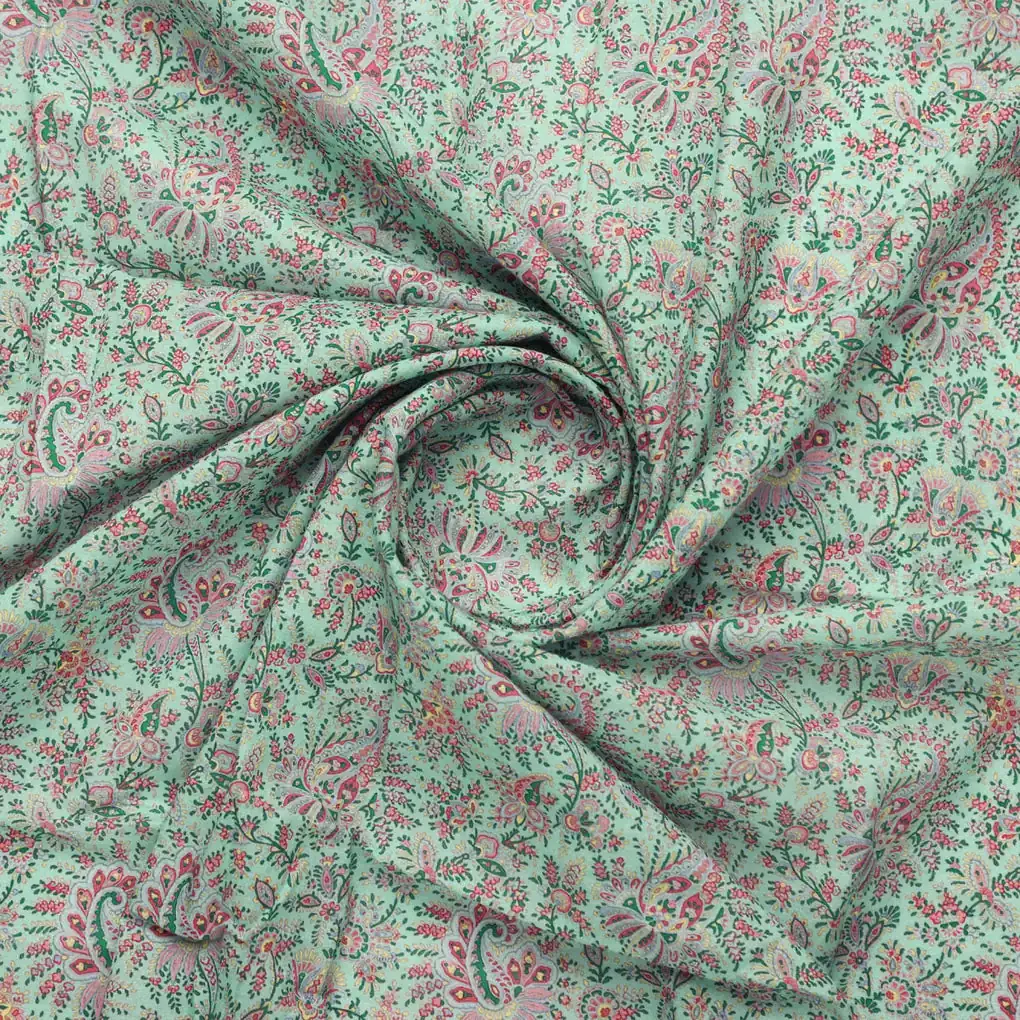 Tiny Western Leaves With Flower Digital Printed Fabric - Pure Cotton - Image 2