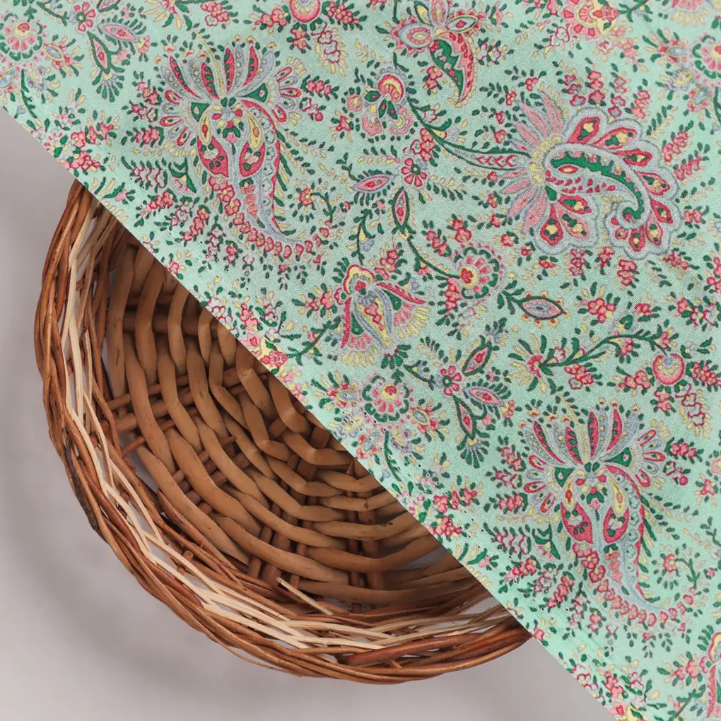 Tiny Western Leaves With Flower Digital Printed Fabric - Pure Cotton - Image 3