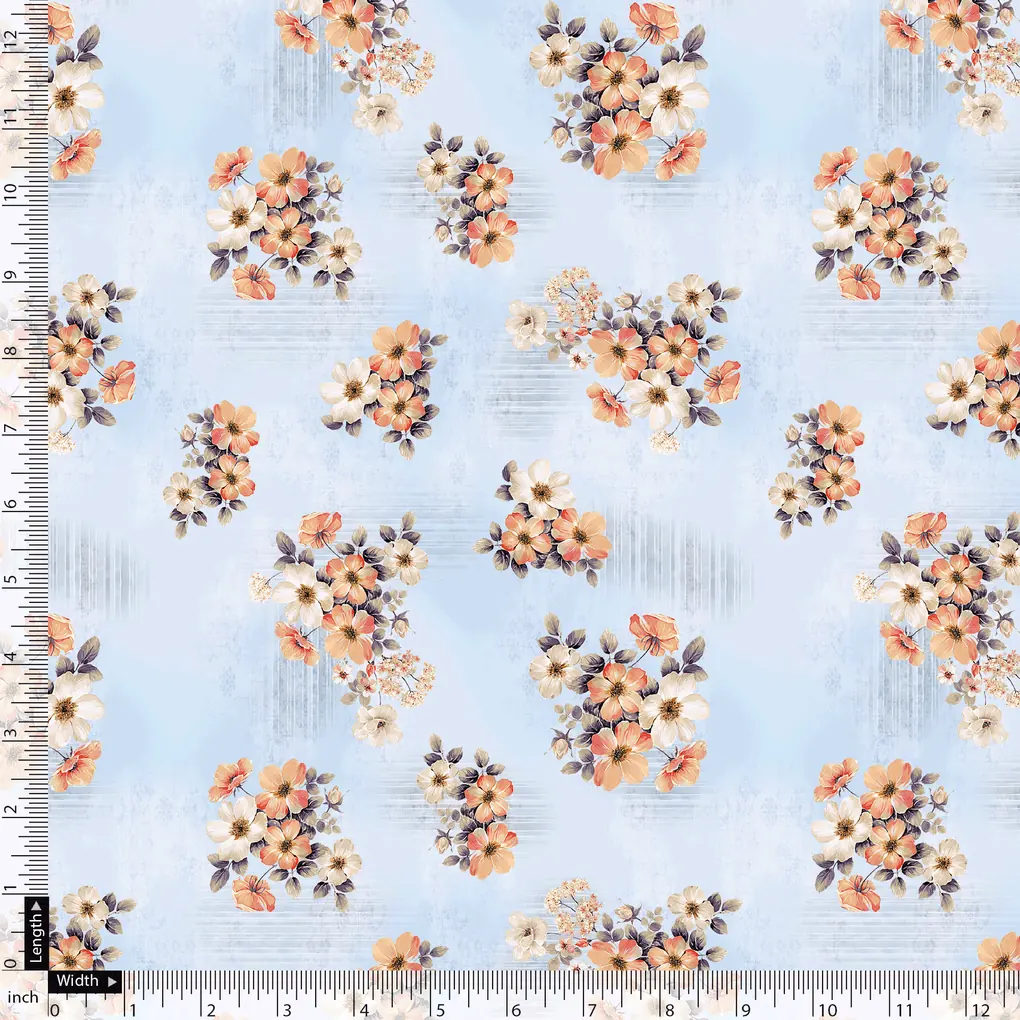 Tiny White And Orange Jasmin Flower Digital Printed Fabric - Image 5