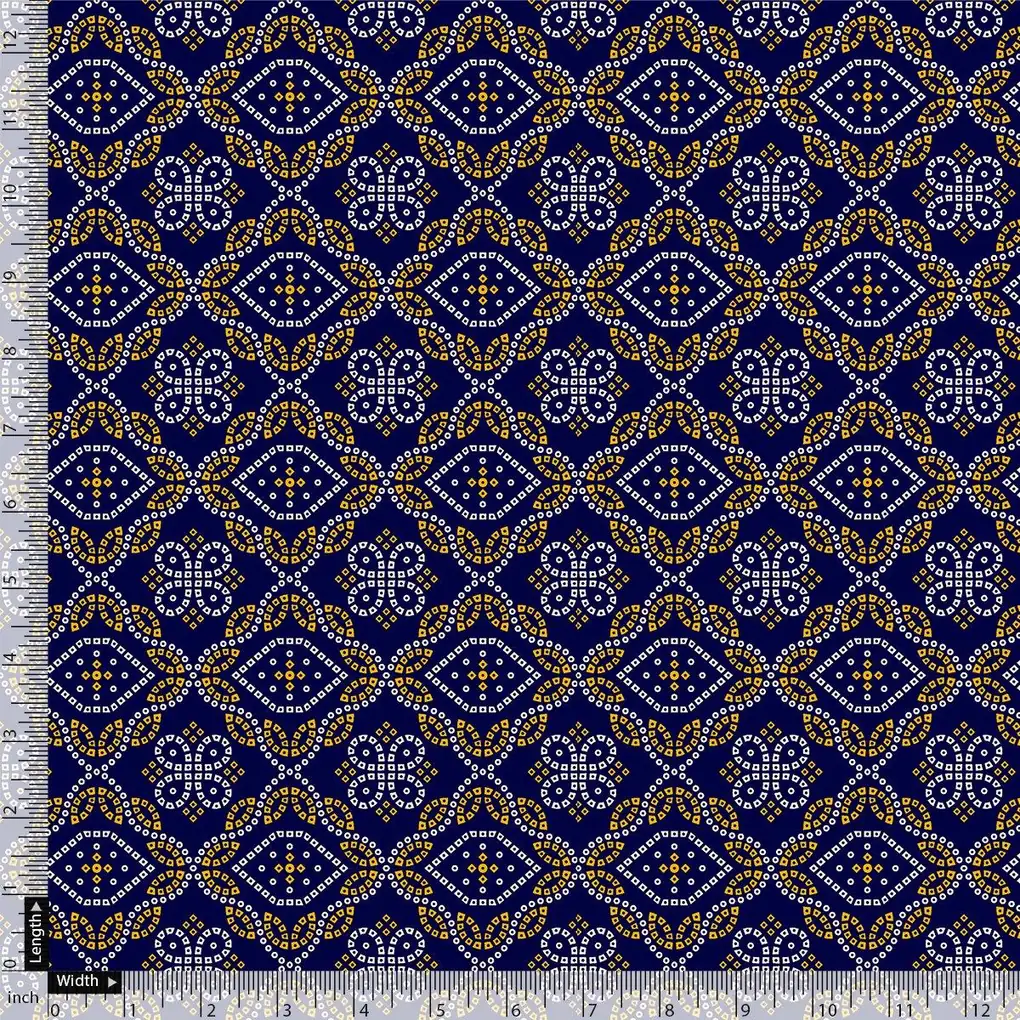 Tiny Yellow And White Doted Digital Printed Fabric - Image 4