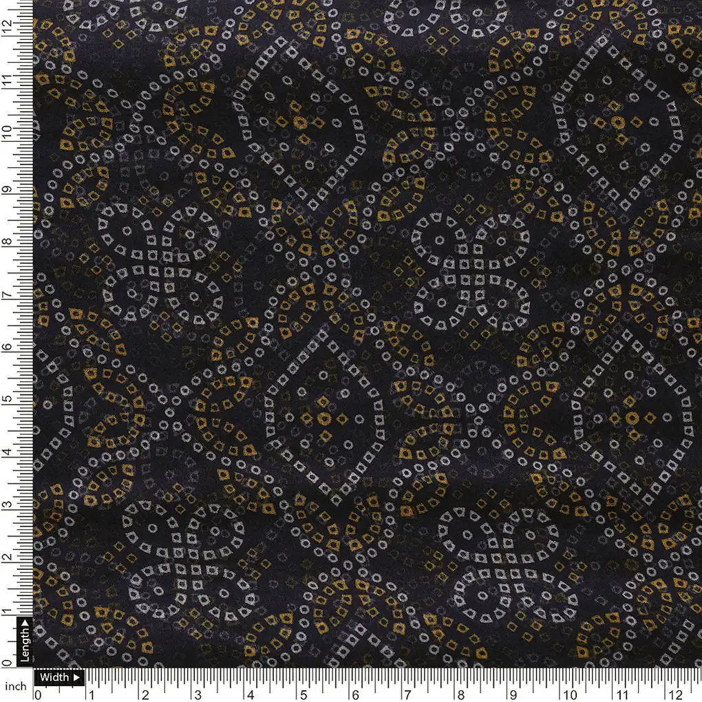Tiny Yellow And White Doted Digital Printed Fabric - Pure Chiffon - Image 4