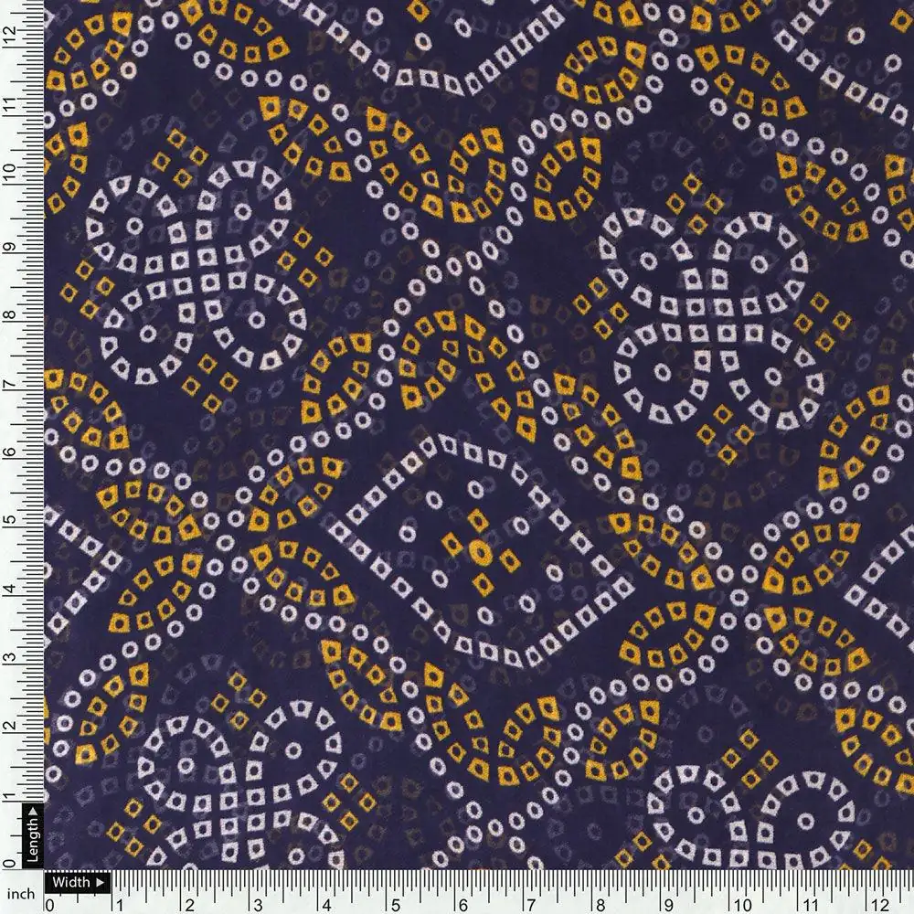 Tiny Yellow And White Doted Digital Printed Fabric - Pure Georgette - Image 4