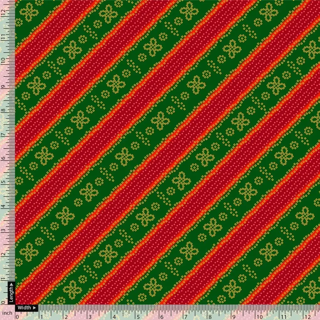 Tiny Yellow With Green Doted Flower Digital Printed Fabric - Image 4