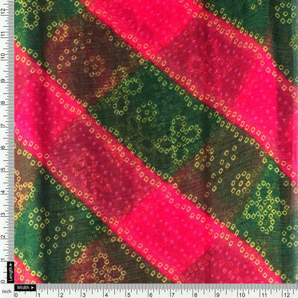 Tiny Yellow With Green Doted Flower Digital Printed Fabric - Pure Chiffon - Image 4