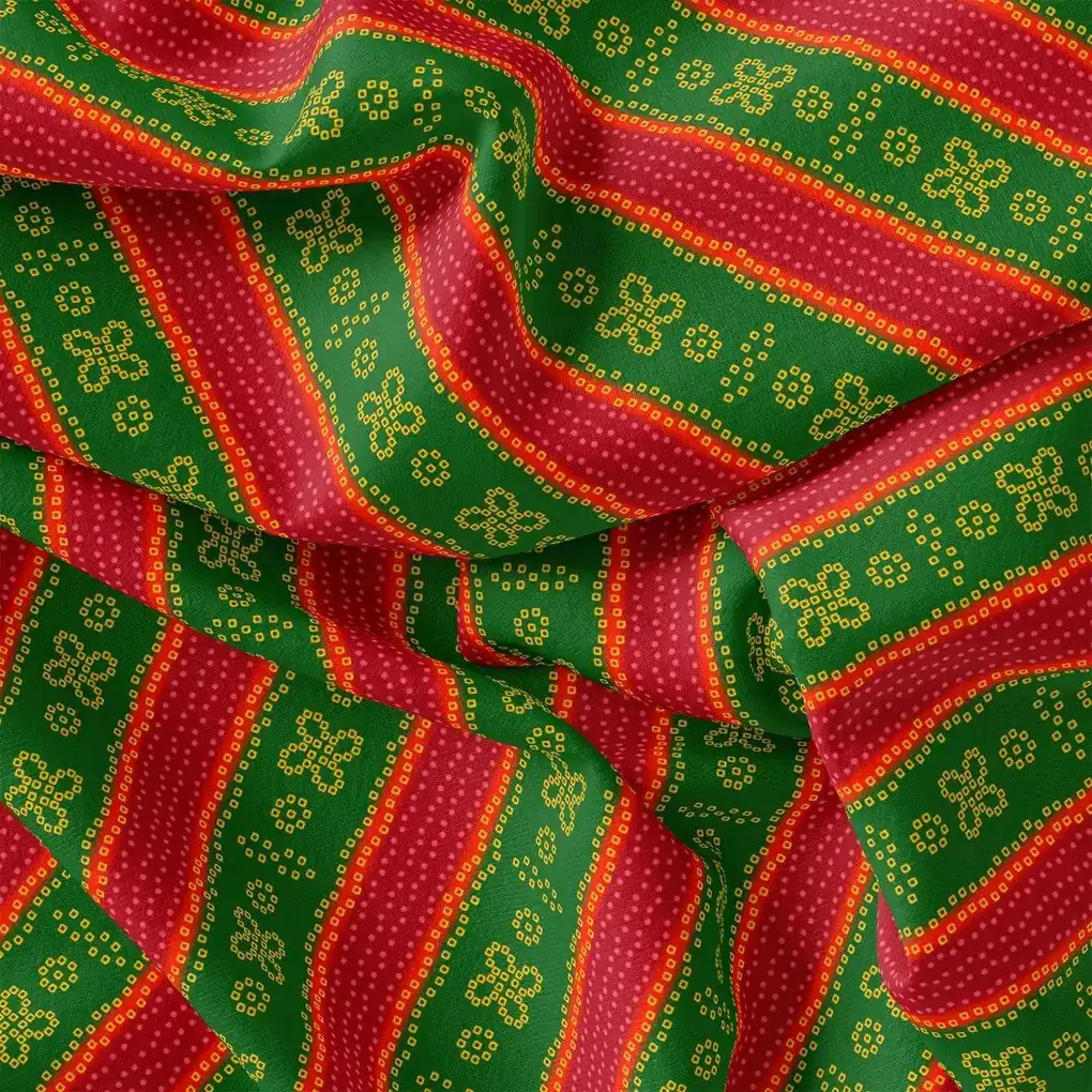 Tiny Yellow With Green Doted Flower Digital Printed Fabric - Weightless - Image 2
