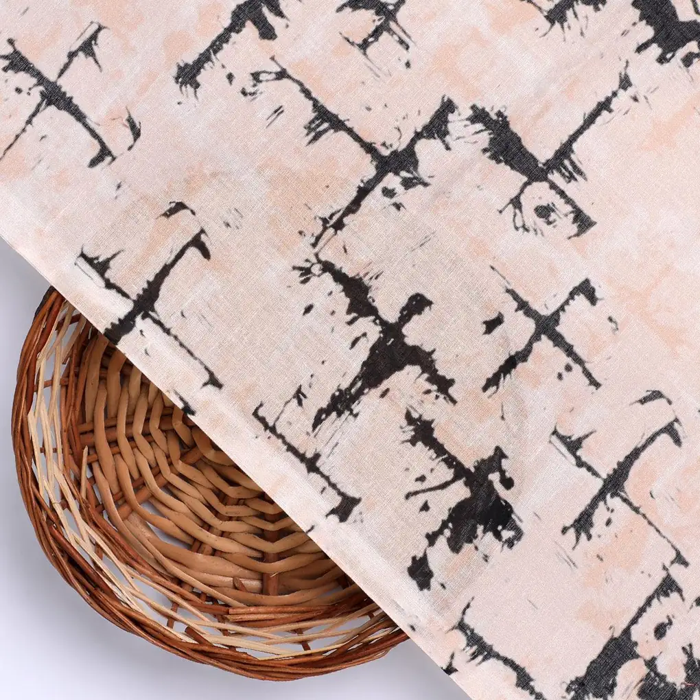 Toile Dark peach And Black Combination Digital Printed Fabric - Pure Cotton - Image 2