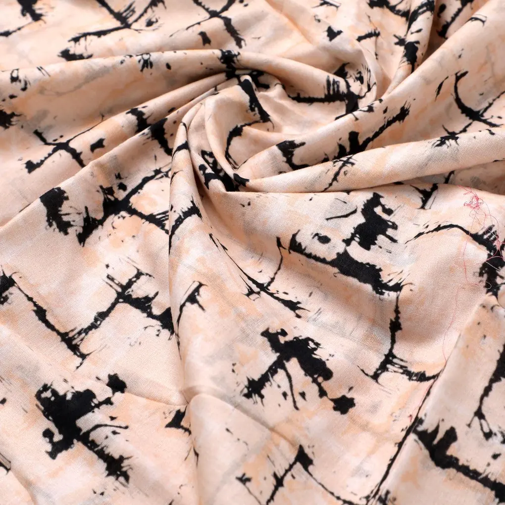 Toile Dark peach And Black Combination Digital Printed Fabric - Pure Cotton - Image 3