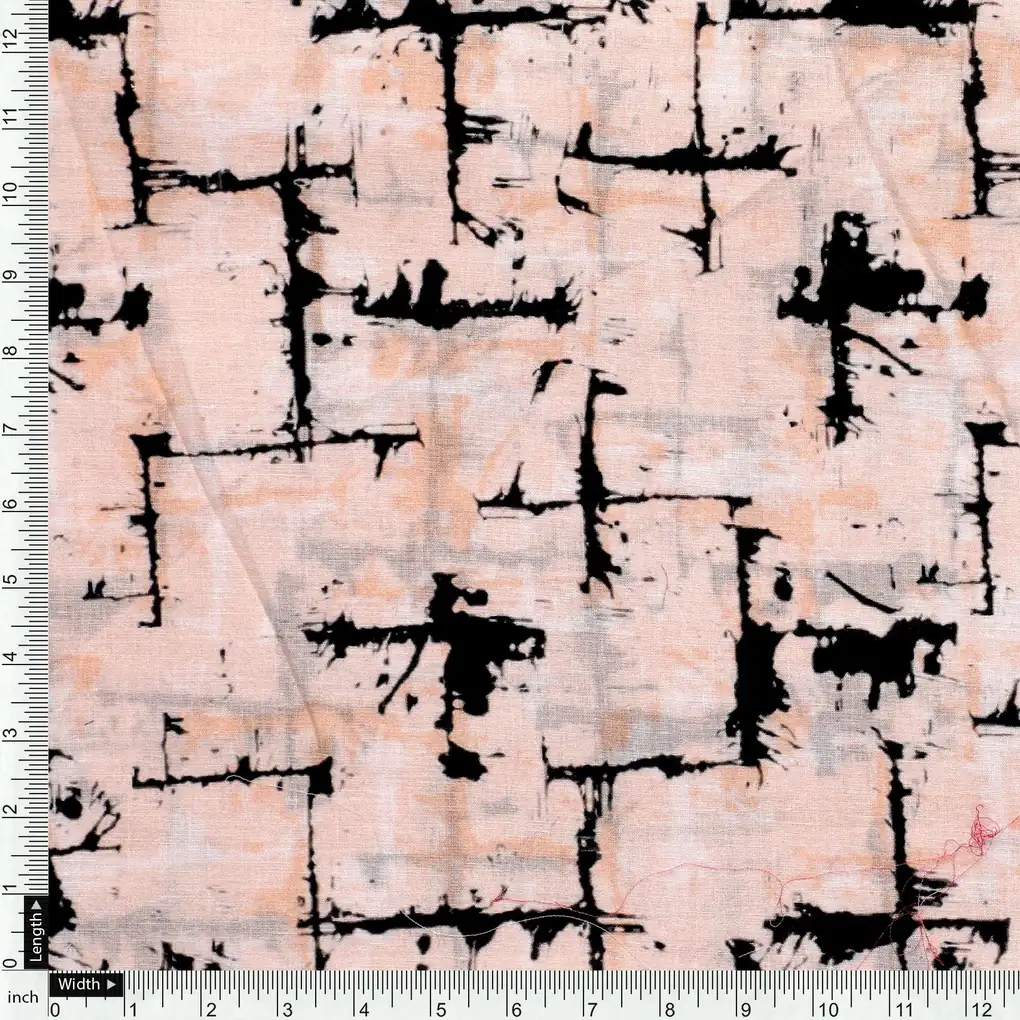 Toile Dark peach And Black Combination Digital Printed Fabric - Pure Cotton - Image 4