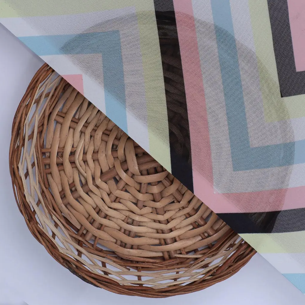Trending Multicolor Zigzag Digital Printed Fabric - Weightless - Image 2