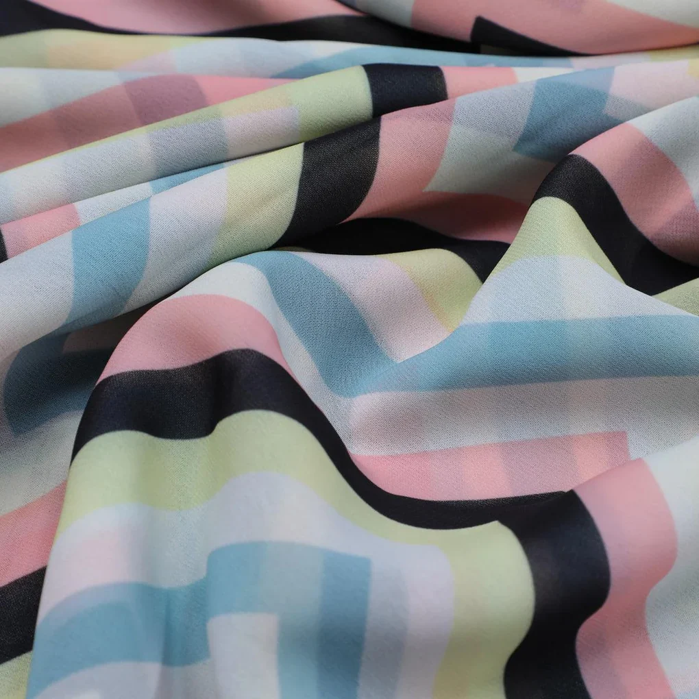 Trending Multicolor Zigzag Digital Printed Fabric - Weightless - Image 3