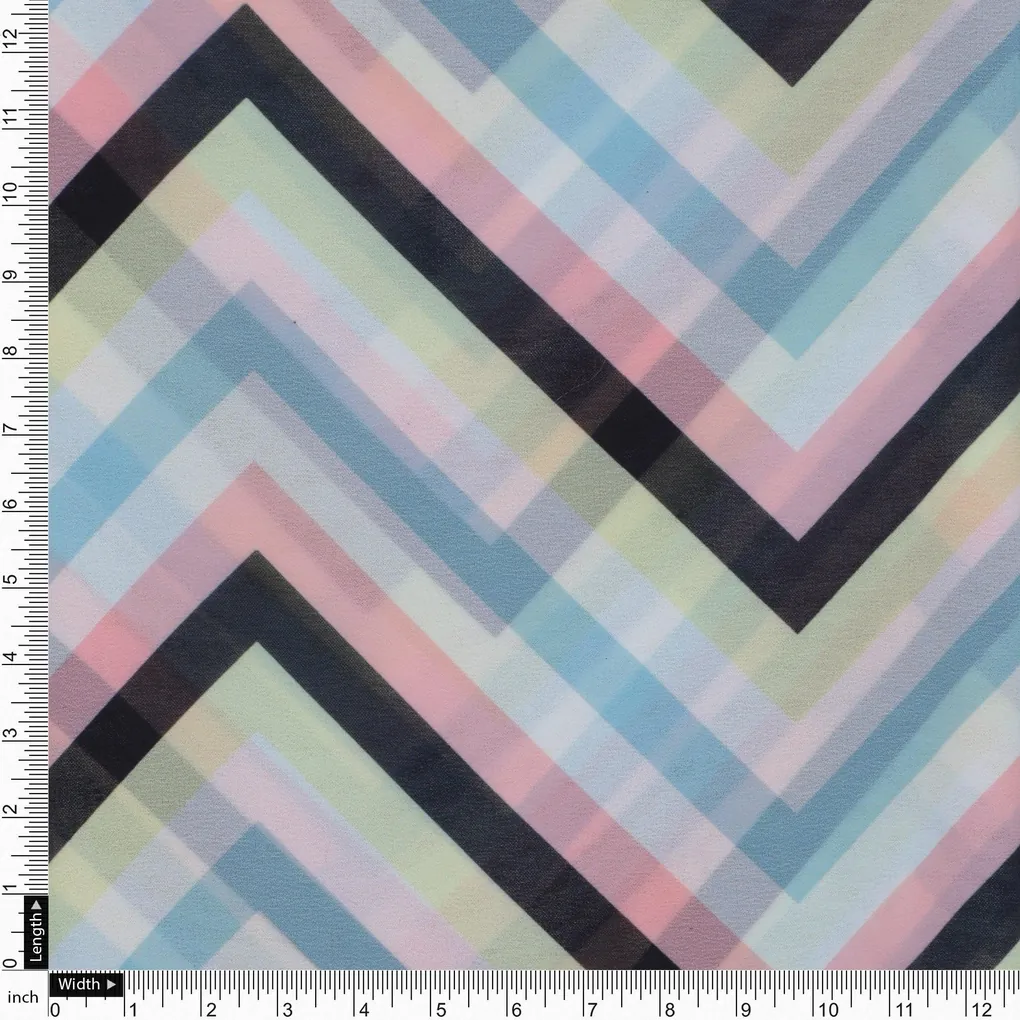 Trending Multicolor Zigzag Digital Printed Fabric - Weightless - Image 4