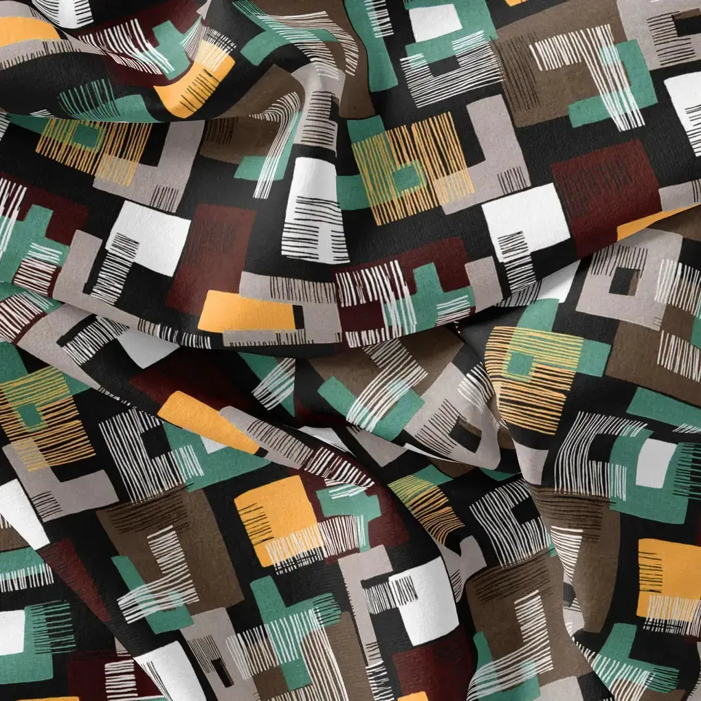 Trendy Colourful Puzzle Decorative Digital Printed Fabric - Kora Silk - Image 3