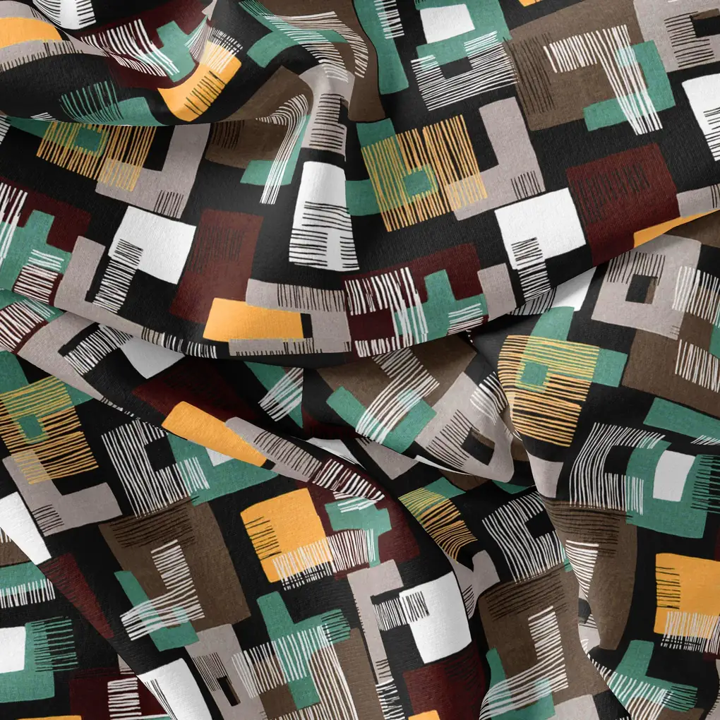 Trendy Colourful Puzzle Decorative Digital Printed Fabric - Pure Muslin - Image 3