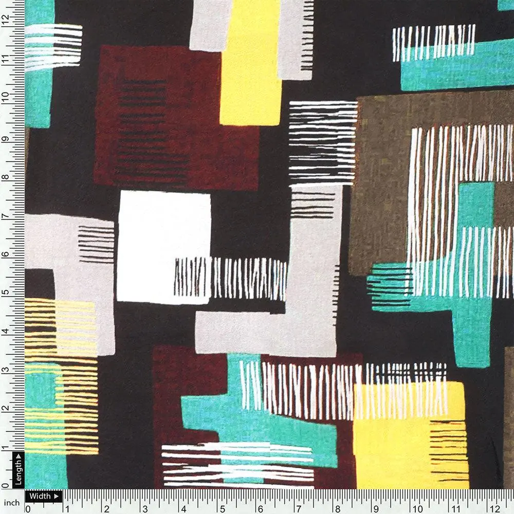 Trendy Colourful Puzzle Decorative Digital Printed Fabric - Silk Crepe - Image 4