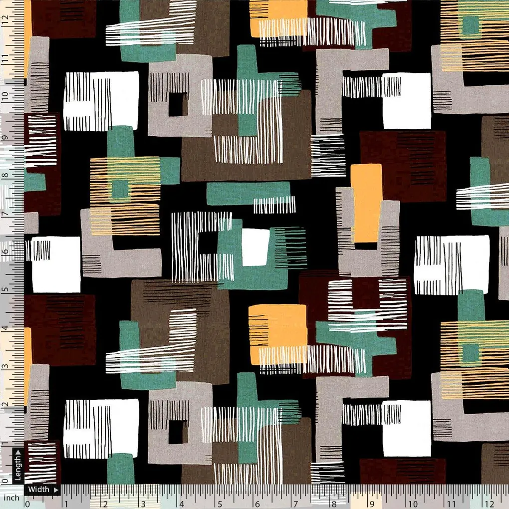 Trendy Colourful Puzzle Decorative Digital Printed Fabric - Upada Silk - Image 4