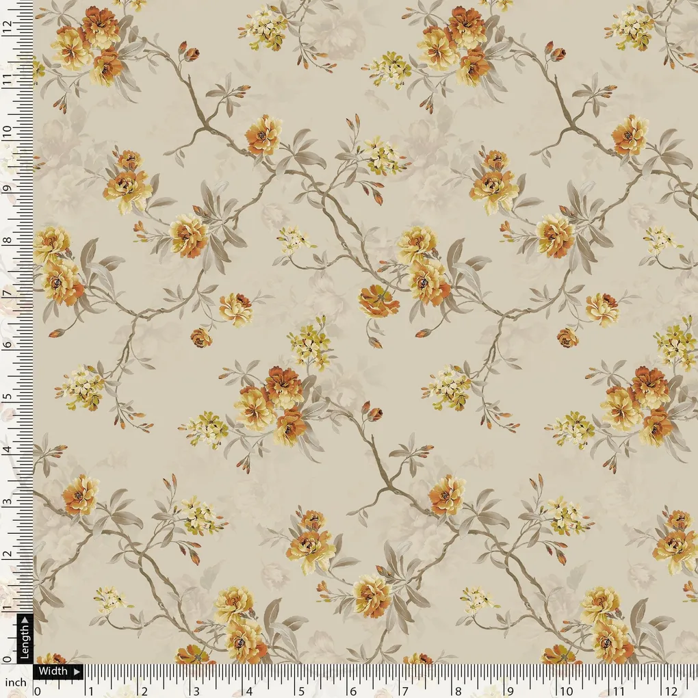 Trendy Jacobean Floral Flower Digital Printed Fabric - Weightless - Image 5