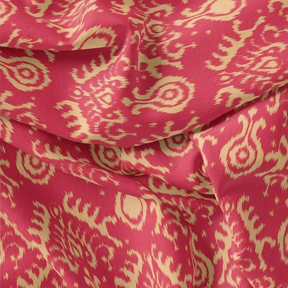 Tribal Prints On Carrot Red Digital Printed Fabric  - Muslin - Image 3