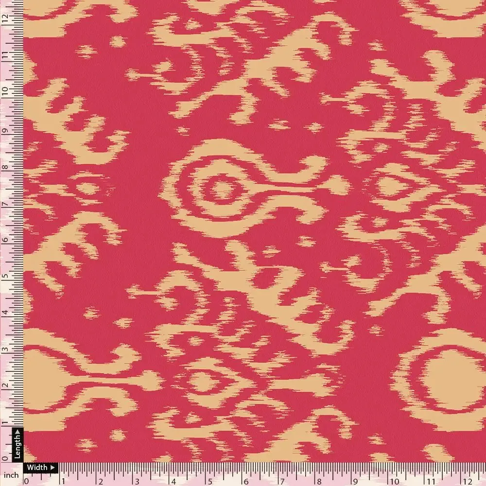 Tribal Prints On Carrot Red Digital Printed Fabric  - Muslin - Image 4