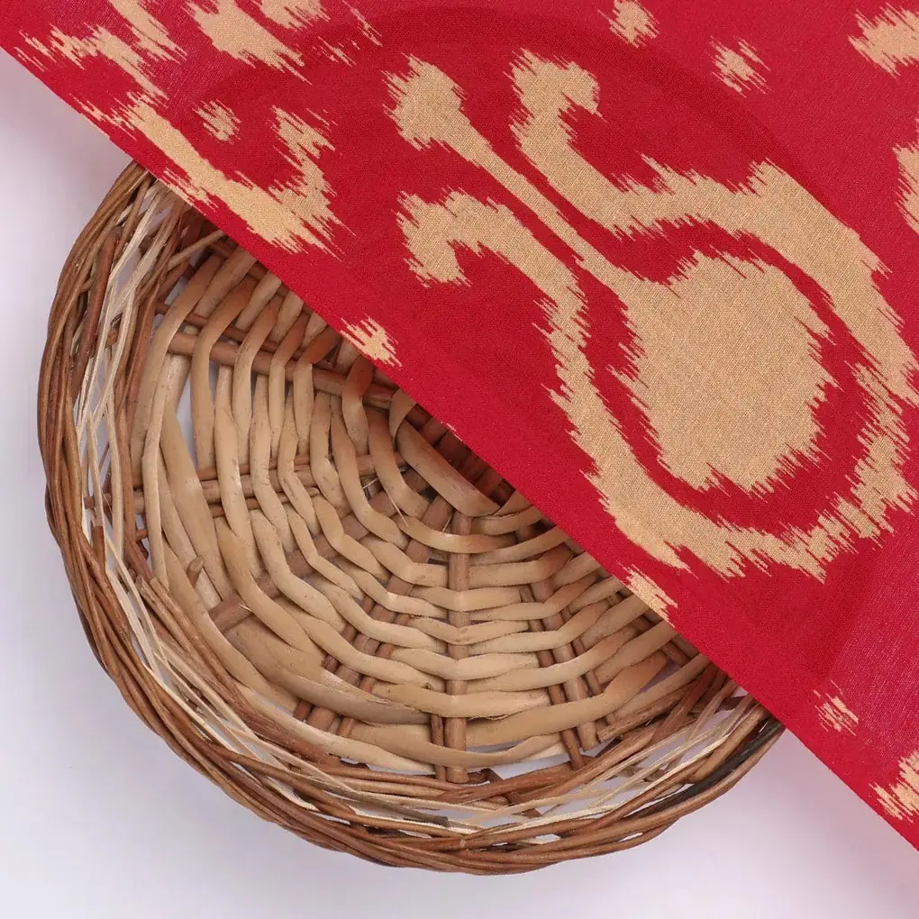 Tribal Prints On Carrot Red Digital Printed Fabric  - Pure Cotton - Image 2