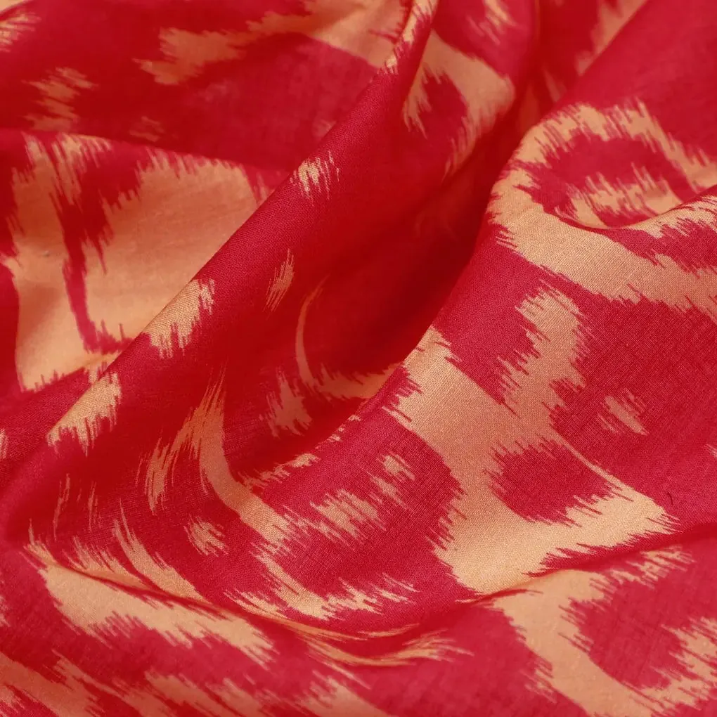 Tribal Prints On Carrot Red Digital Printed Fabric  - Pure Cotton - Image 3
