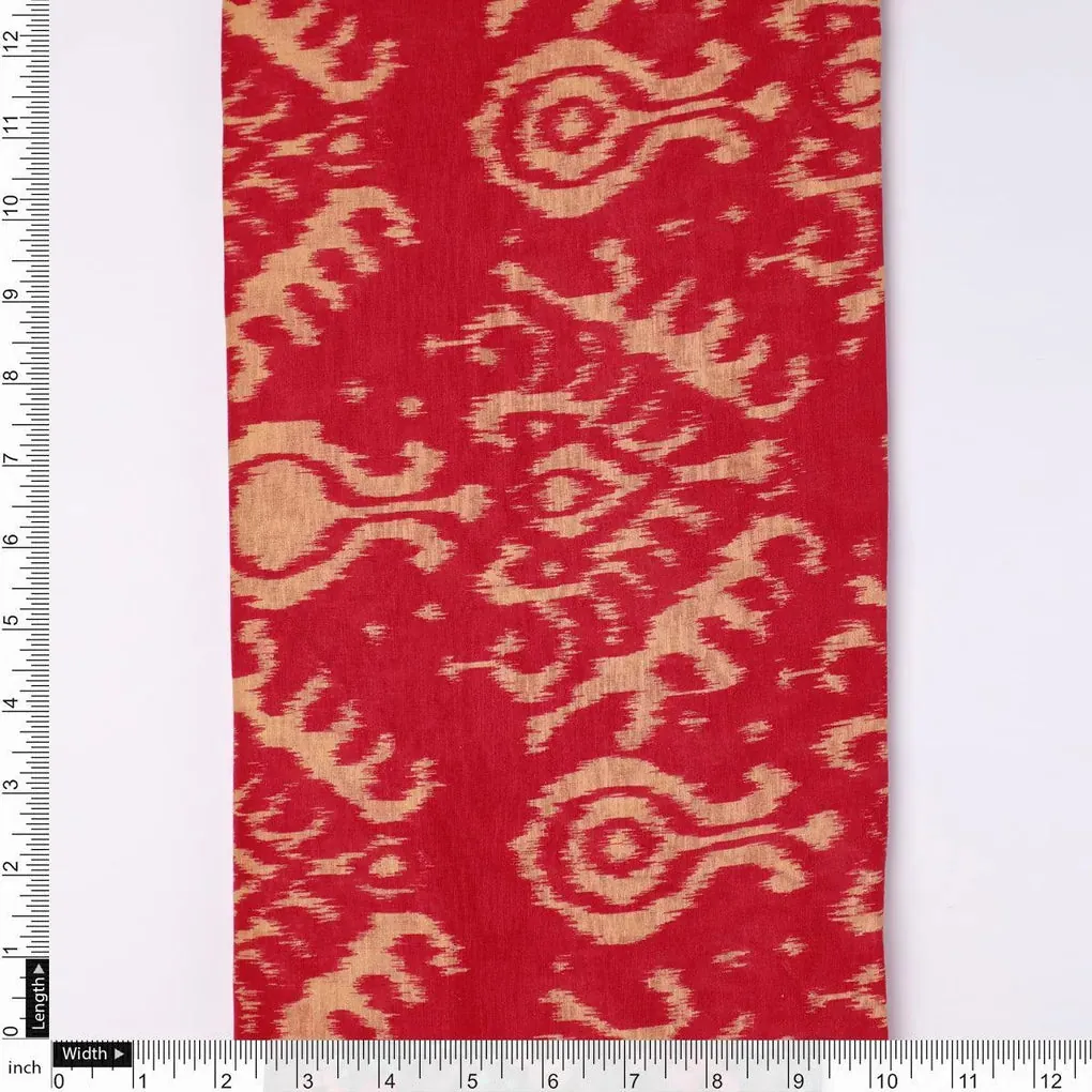 Tribal Prints On Carrot Red Digital Printed Fabric  - Pure Cotton - Image 4