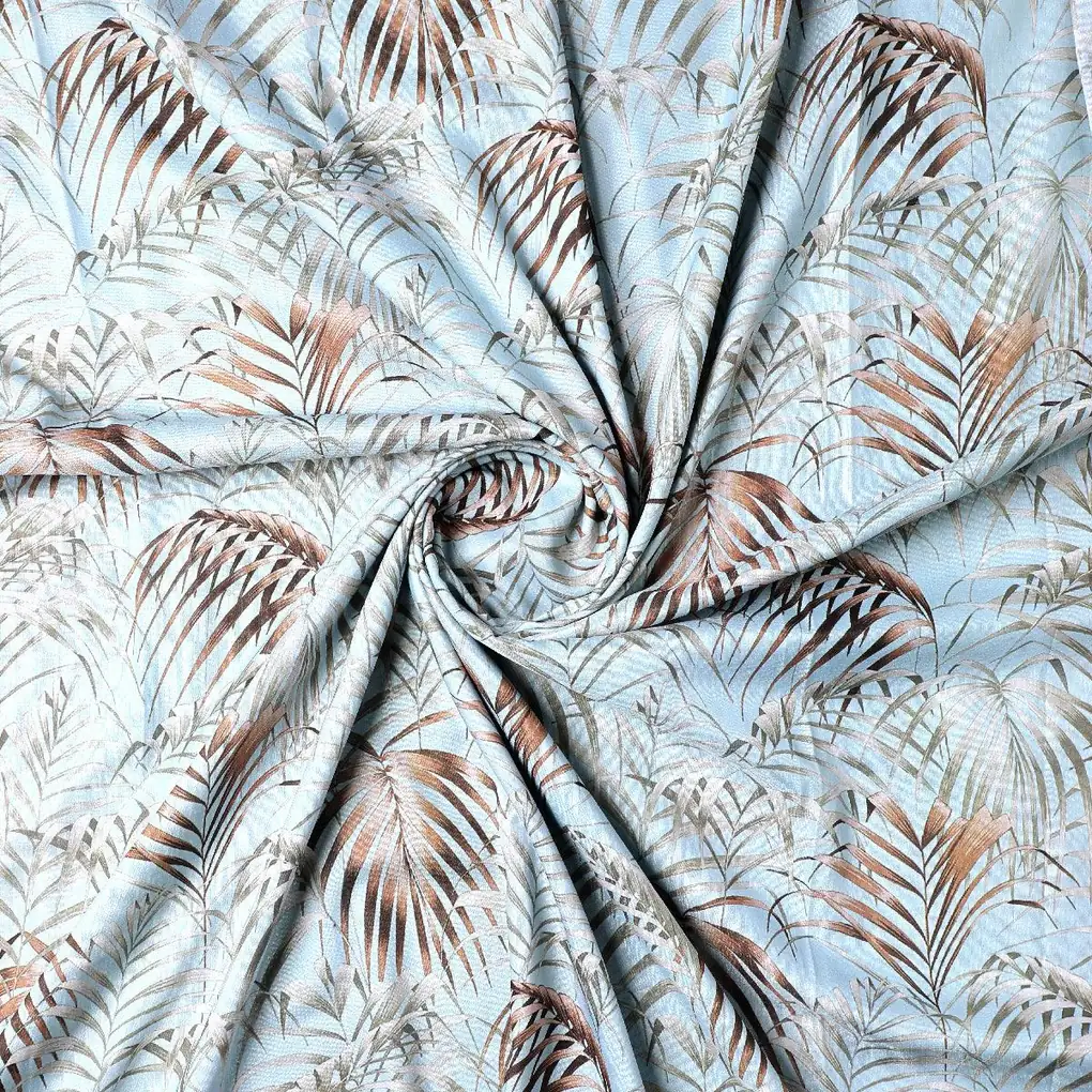 Tropical Garden Leaves Digital Printed Fabric - Kora Silk - Image 3