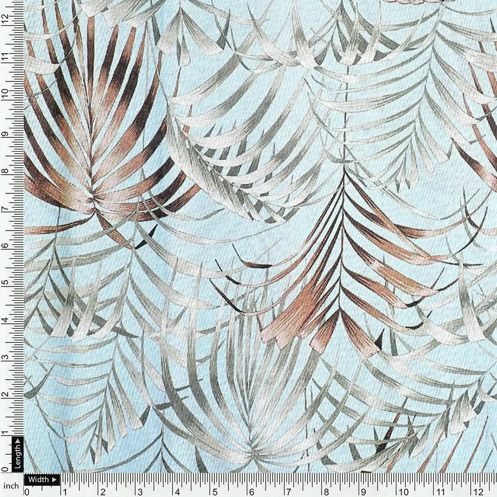 Tropical Garden Leaves Digital Printed Fabric - Kora Silk - Image 4