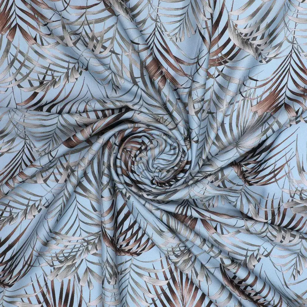 Tropical Garden Leaves Digital Printed Fabric - Rayon - Image 3