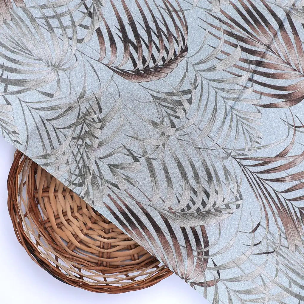 Tropical Garden Leaves Digital Printed Fabric - Crepe - Image 2