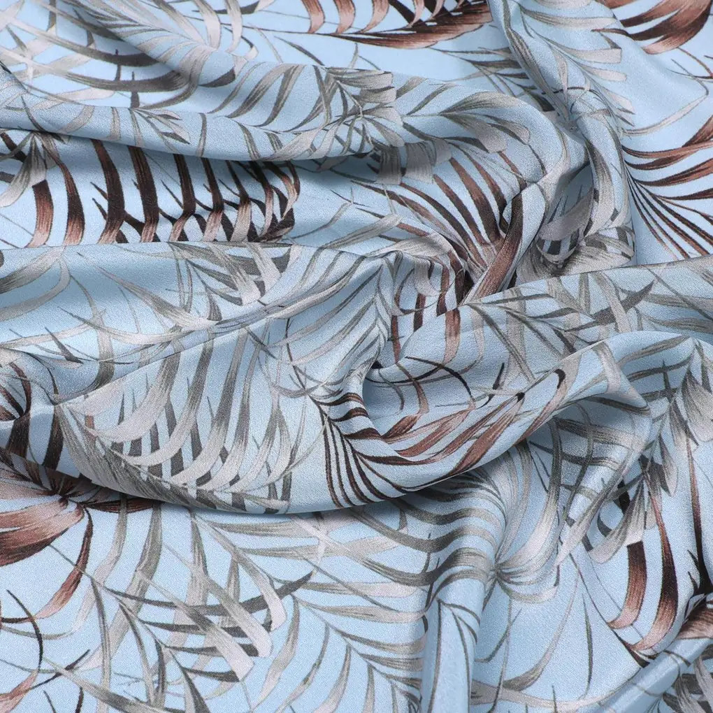 Tropical Garden Leaves Digital Printed Fabric - Crepe - Image 3