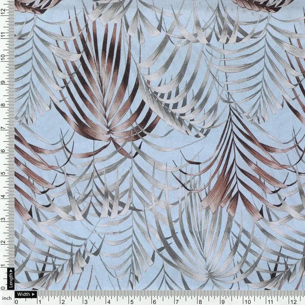 Tropical Garden Leaves Digital Printed Fabric - Crepe - Image 4