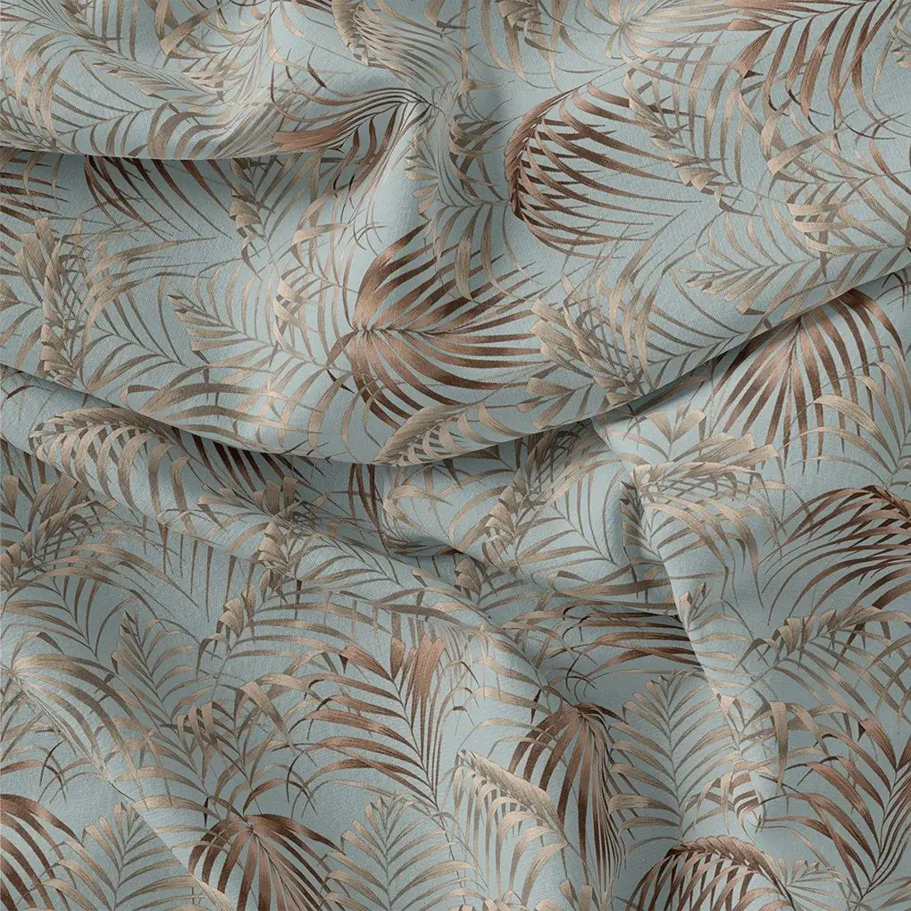 Tropical Garden Leaves Digital Printed Fabric - Upada Silk - Image 2