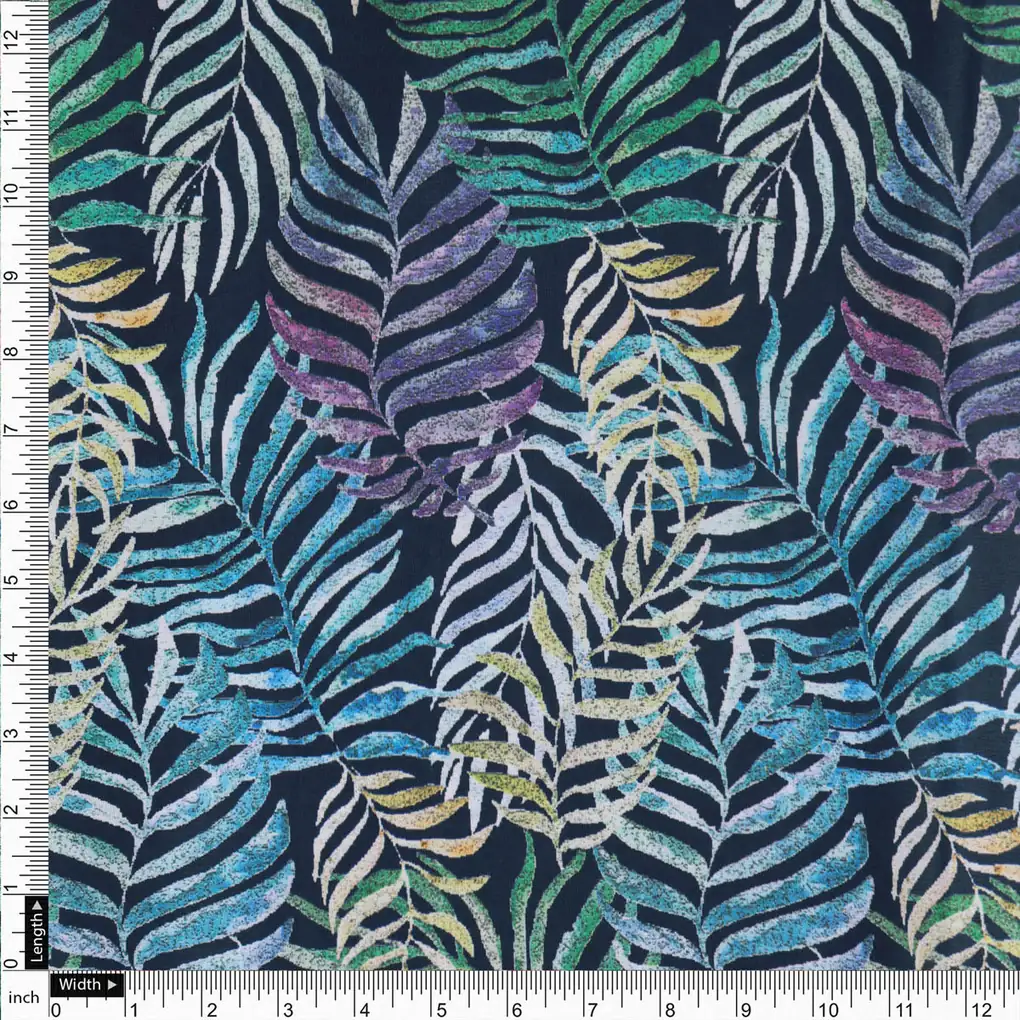 Tropical Leaves French Crepe Fabric - Image 4