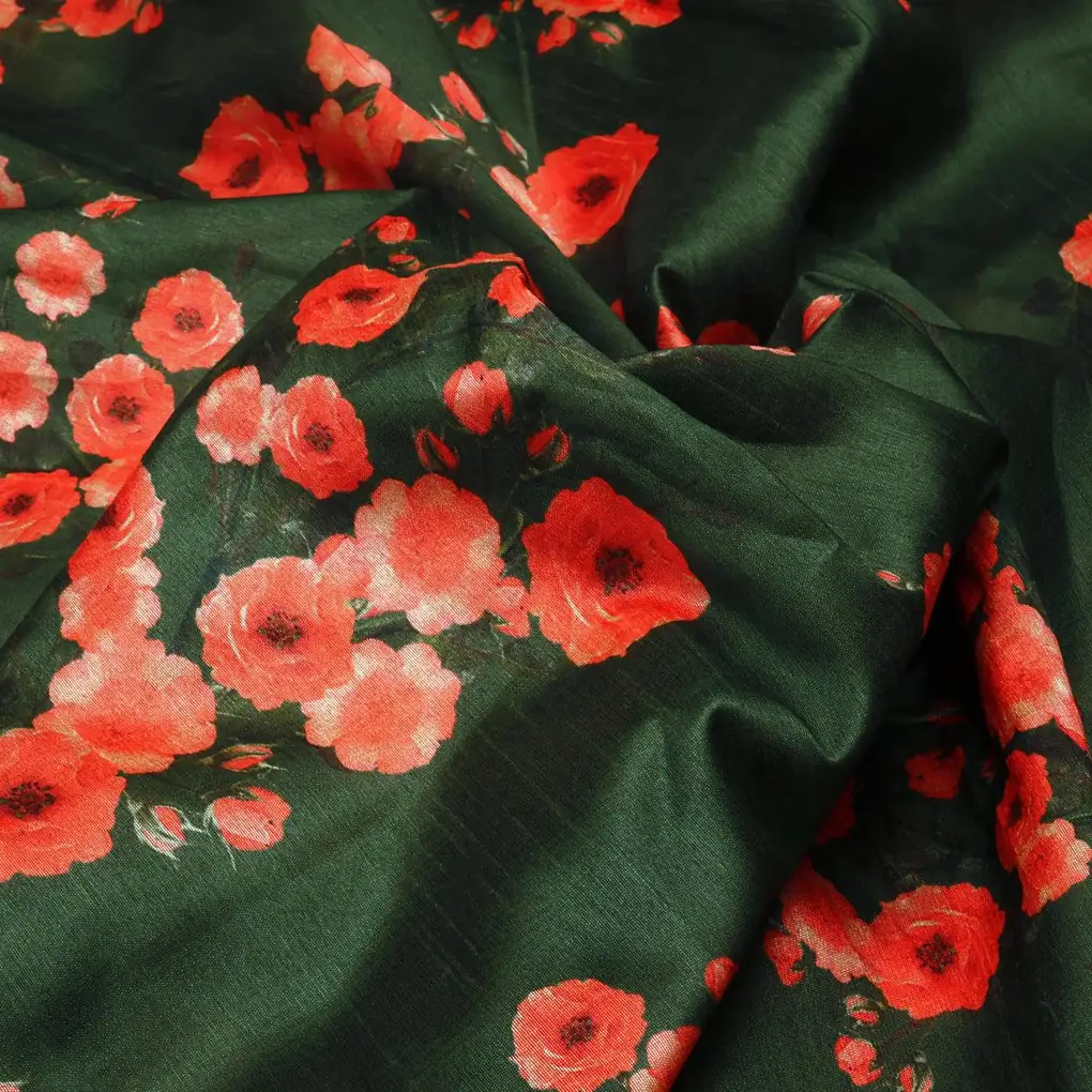 Tusser Silk Digital Printed Fabric in Beautiful Floral & Ditsy Patterns - Image 3