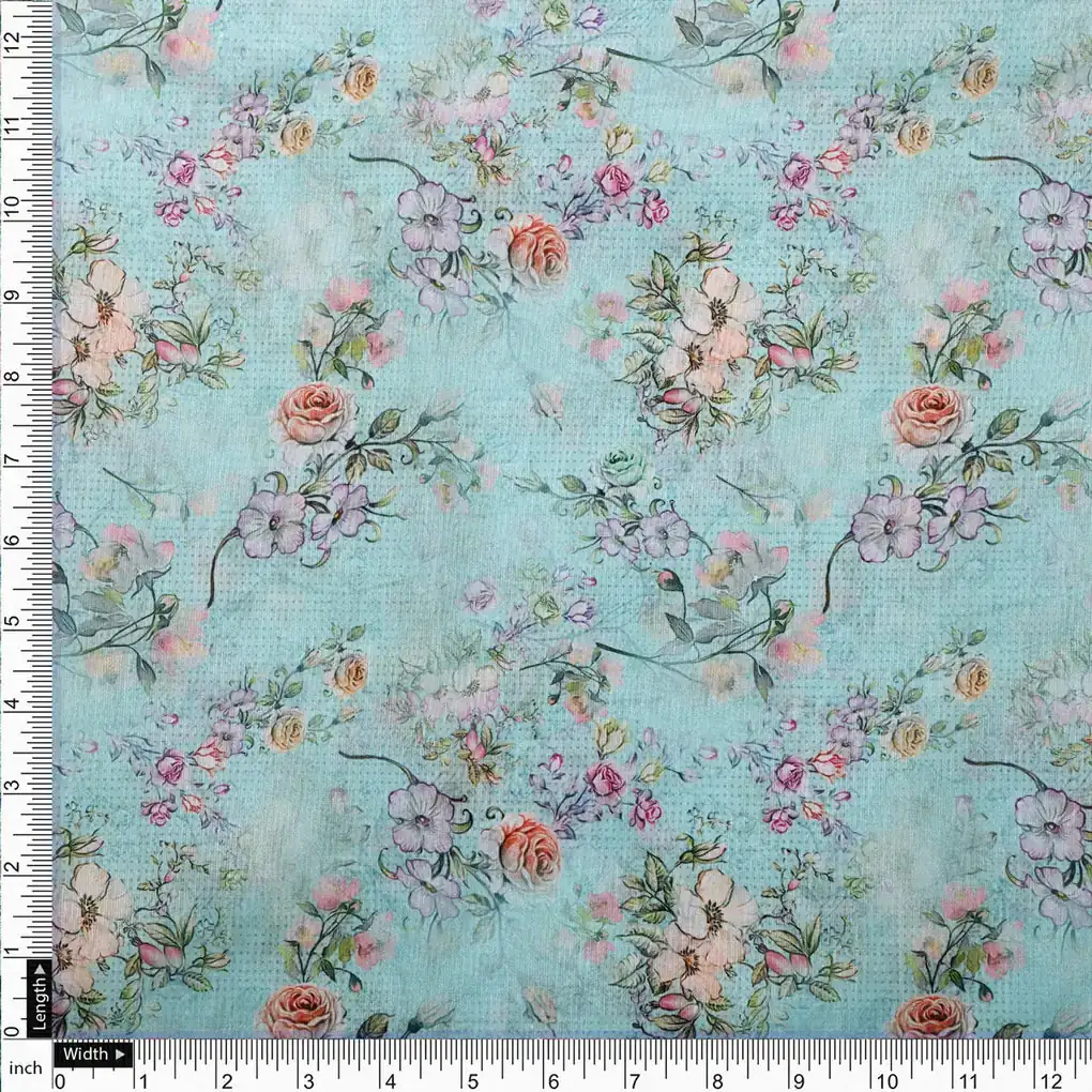 Tusser Silk Fabric Material with Decorative Flower Valley - Image 4
