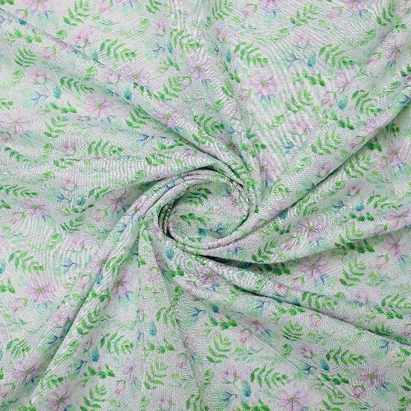 Tusser Silk Floral Printed Fabric - Image 2